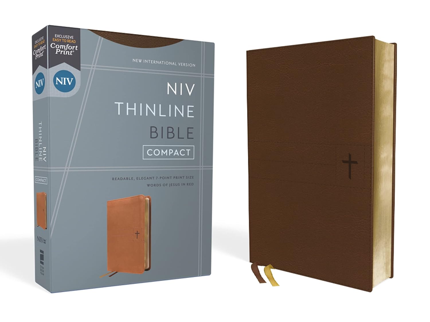 NIV Thinline Compact, Brown, Leathersoft