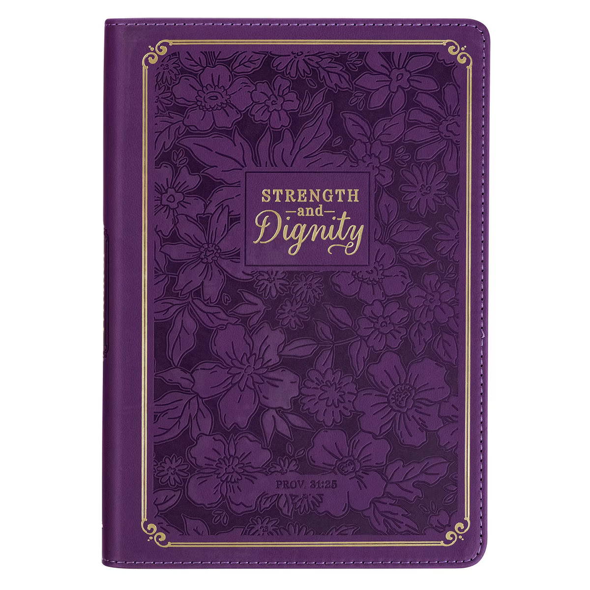 Classic Faux Leather Journal, Strength and Dignity, Purple Rose
