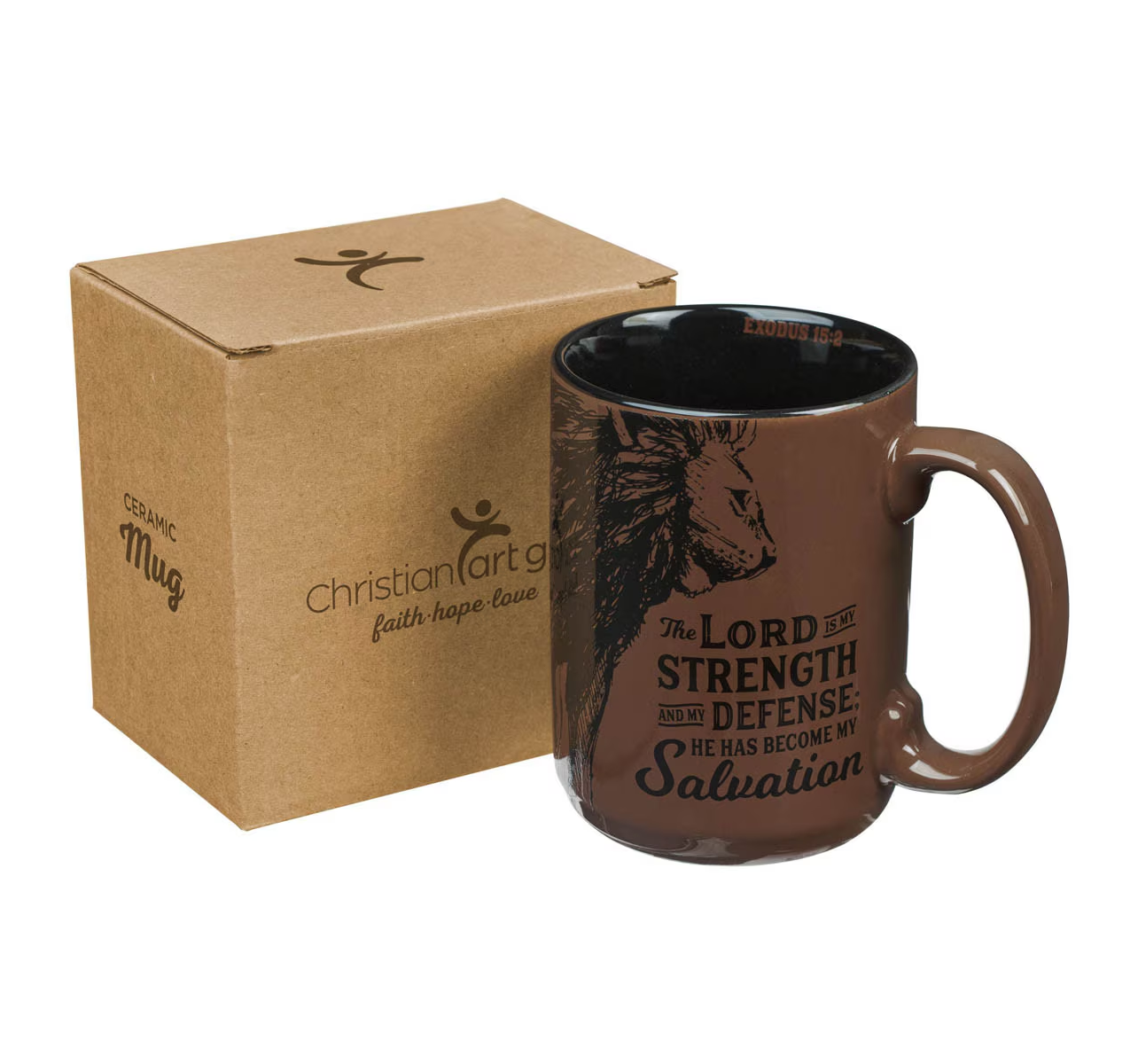 Ceramic Coffee Mug, The Lord is My Strength, Walnut-Brown
