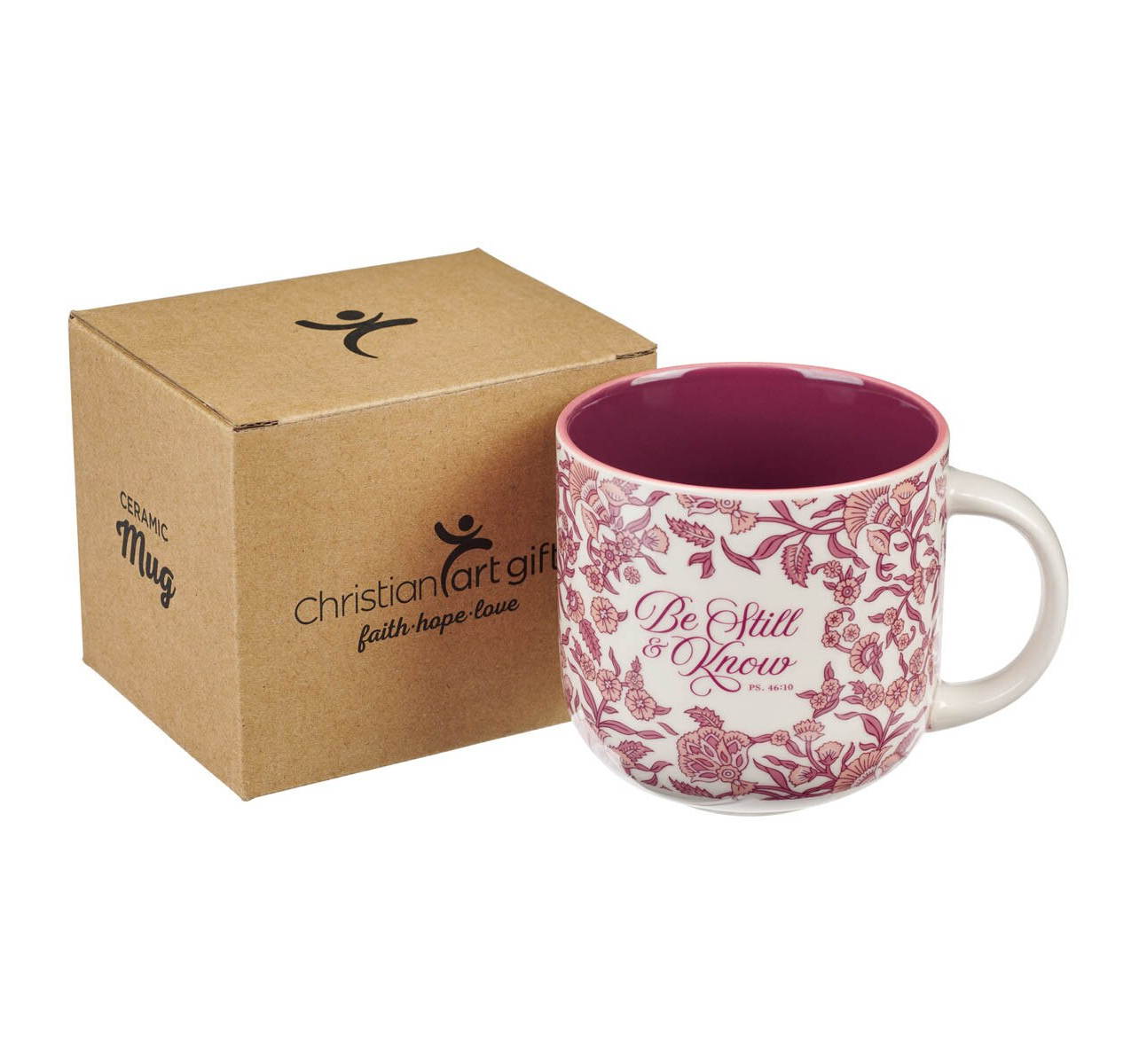 Ceramic Coffee Mug, Be Still, Pink Spring Floral