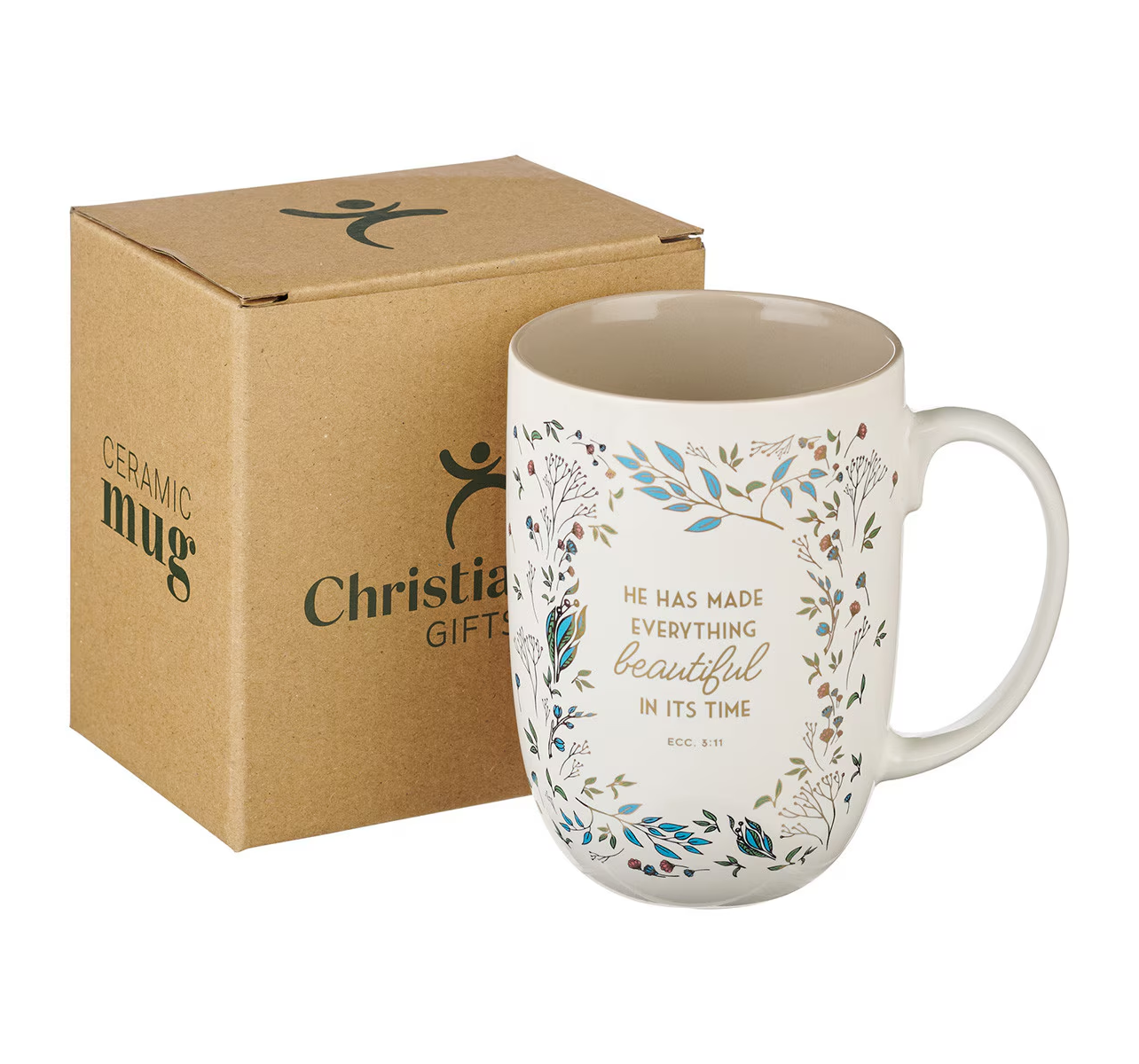Ceramic Coffee Mug, Everything Beautiful, Cream Floral