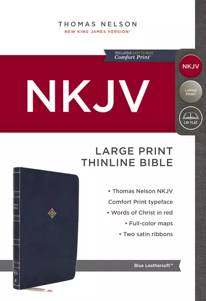 NKJV Thinline Bible Large Print, Blue