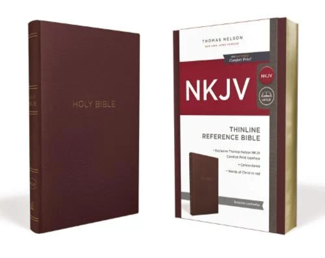 NKJV Thinline Reference, Burgundy Leathersoft