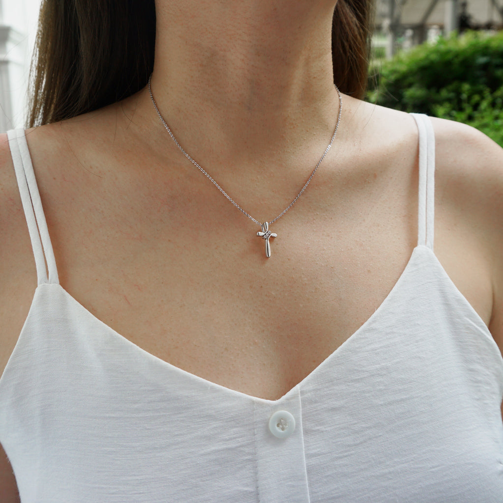 ROCKONLINE | New Creation Church | NCC | Joseph Prince | ROCK Bookshop | ROCK Bookstore | Star Vista | Lifestyle | Mothers | Ladies | Gift | Necklace | Earrings | Bangle | Scriptures | Swarovski Crystals | Brilliance Trinity Cross, White Gold by Jacob Rachel | Free delivery for Singapore Orders above $50.