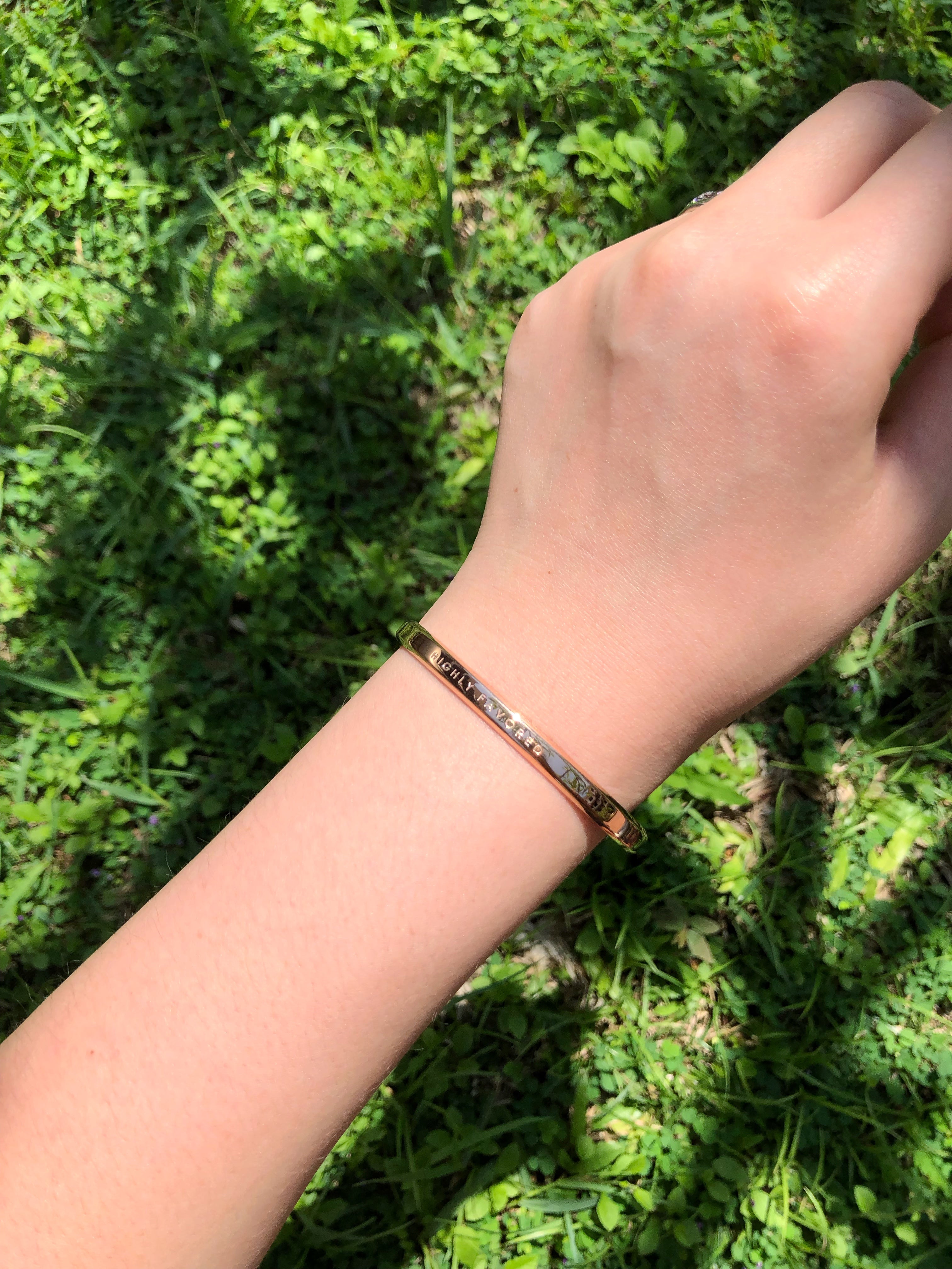 ROCKONLINE | New Creation Church | NCC | Joseph Prince | ROCK Bookshop | ROCK Bookstore | Star Vista | Lifestyle | Mothers | Ladies | Gift | Necklace | Earrings | Bangle | Scriptures | Highly Favored, Rose Gold - Classic by Jacob Rachel | Free delivery for Singapore Orders above $50.