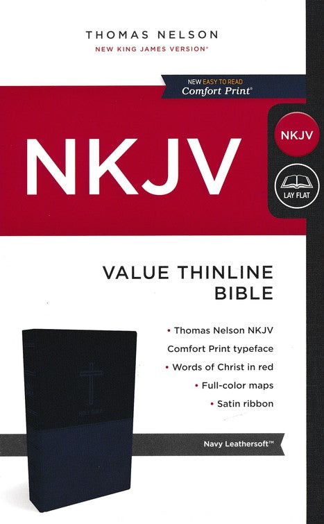 NKJV Value Thinline Bible, Navy Leathersoft
