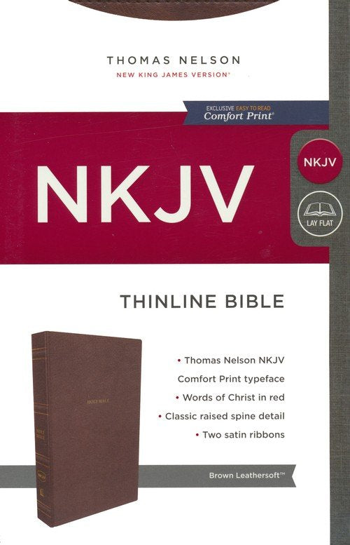 NKJV Thinline Bible, Brown Leathersoft