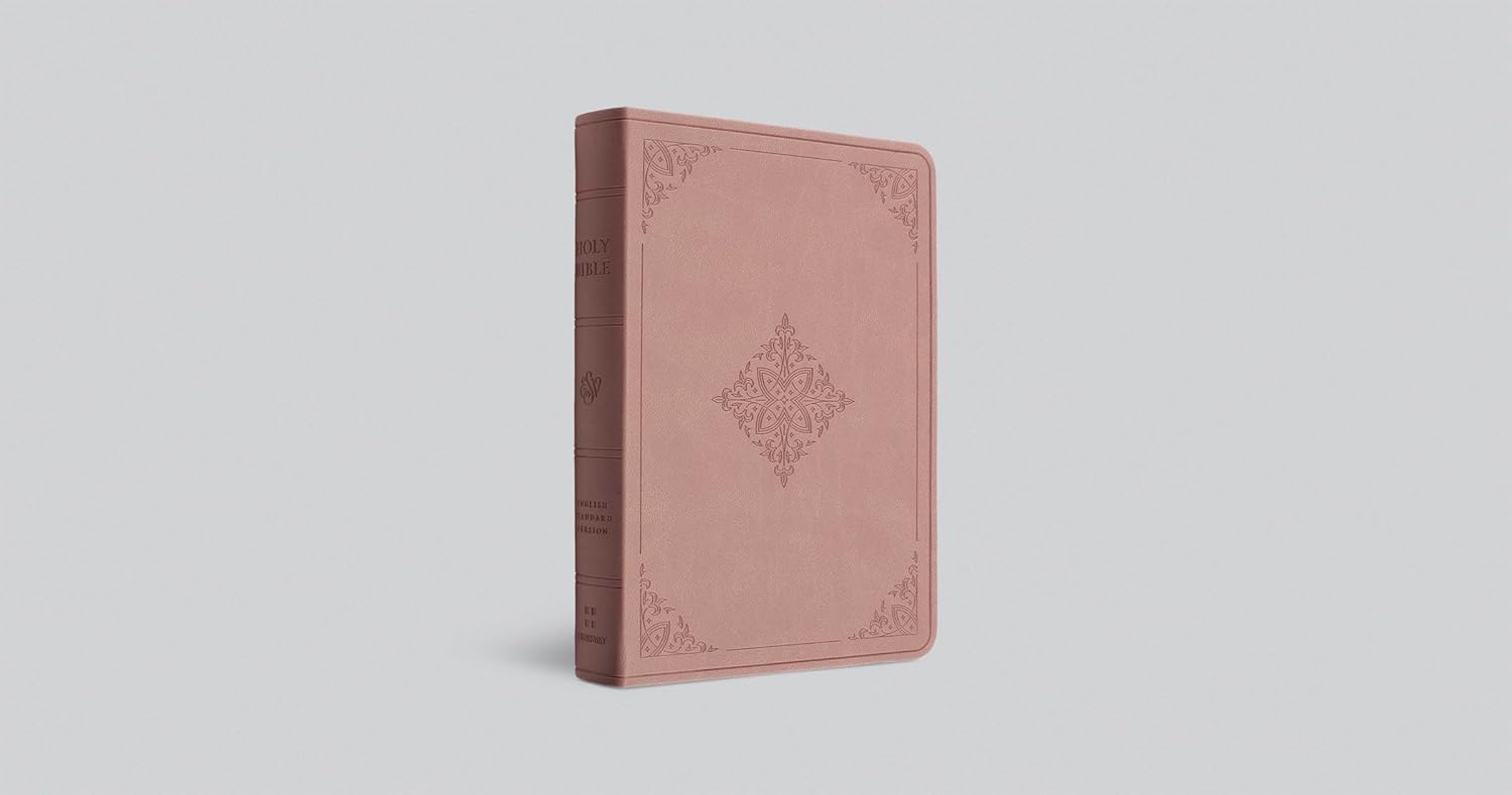 ESV Large Print Compact Bible, TruTone Pink, Fleur-de-lis