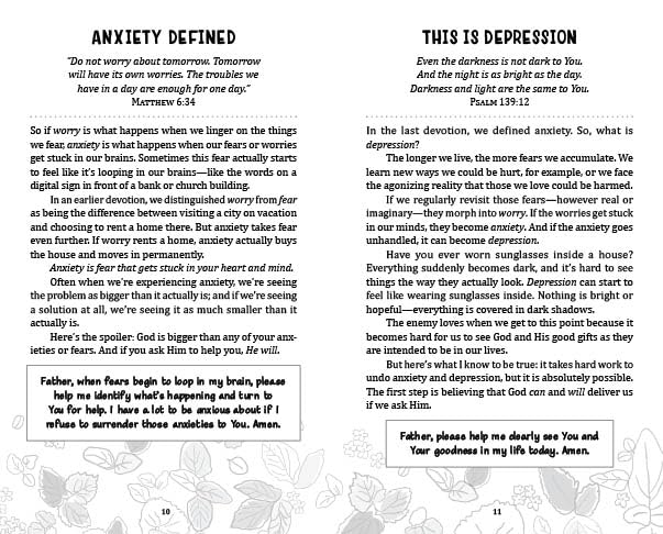 Devotions and Prayers for Managing Anxiety and Depression, Teen Girl