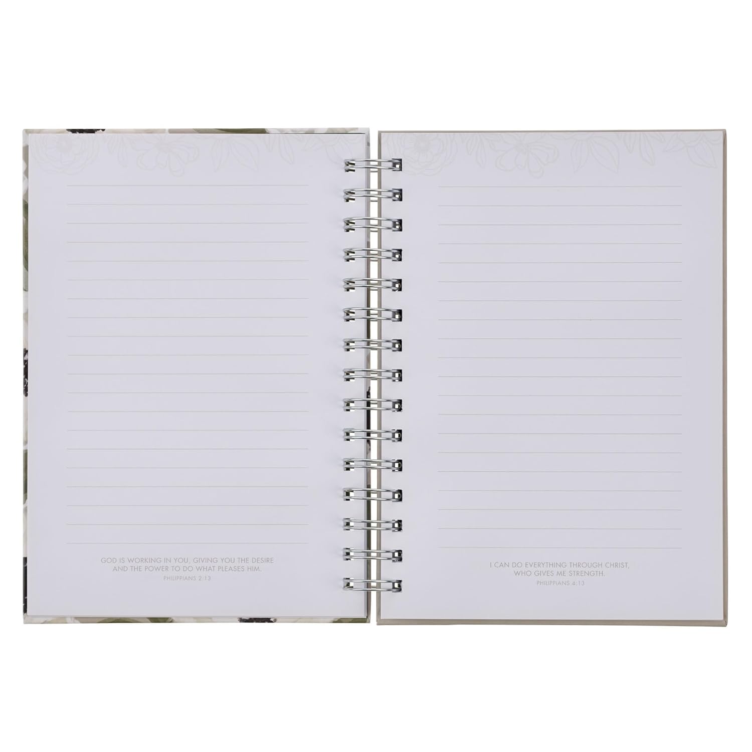 Large Wirebound Journal, Joy and Peace Gray Floral (hardcover)