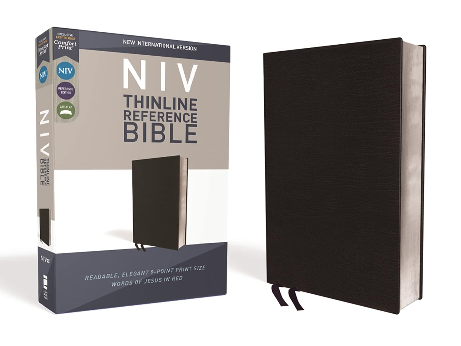 NIV Thinline Reference Bible, Bonded Leather, Black