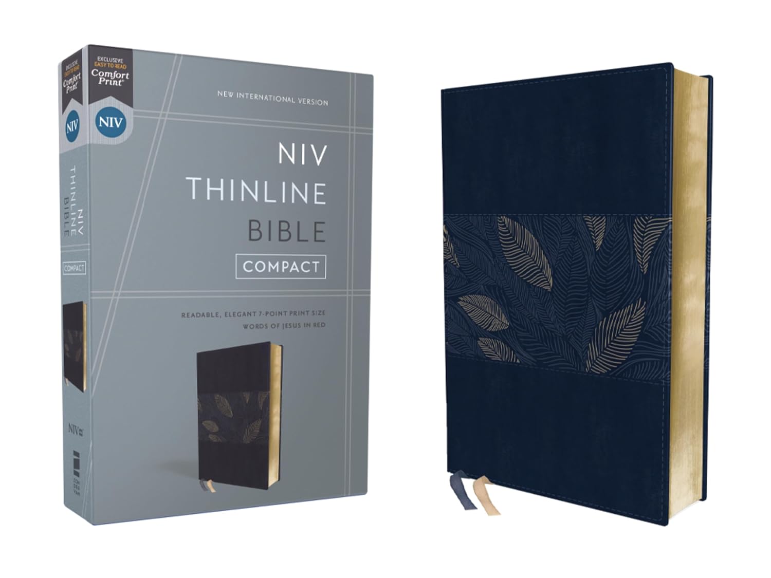 NIV Thinline Compact, Blue Floral, Leathersoft