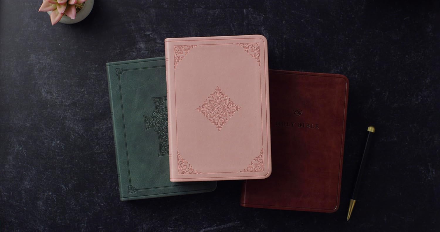 ESV Large Print Compact Bible, TruTone Pink, Fleur-de-lis