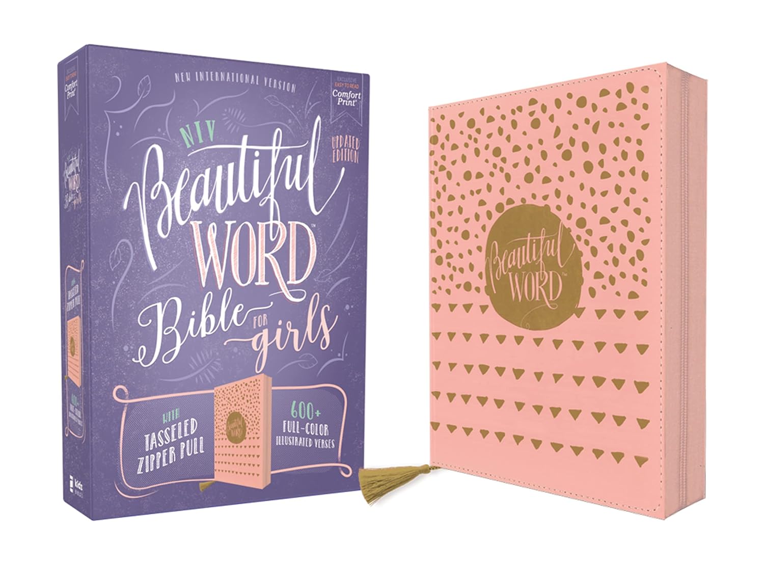 NIV Beautiful Word Bible for Girls, Updated Edition, Leathersoft, Zippered, Pink