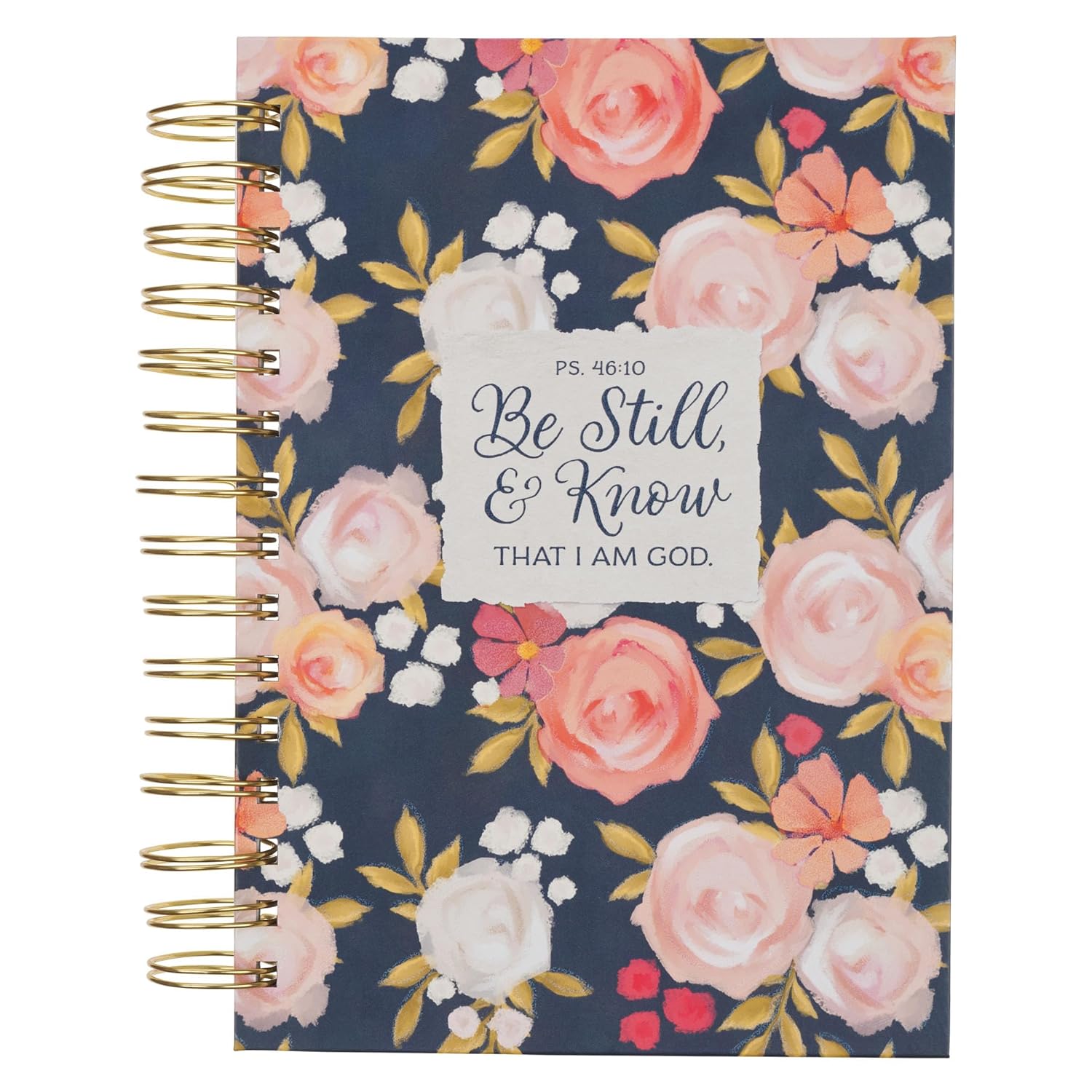 Large Wirebound Journal, Be Still and Know Painted Peonies (hardcover)