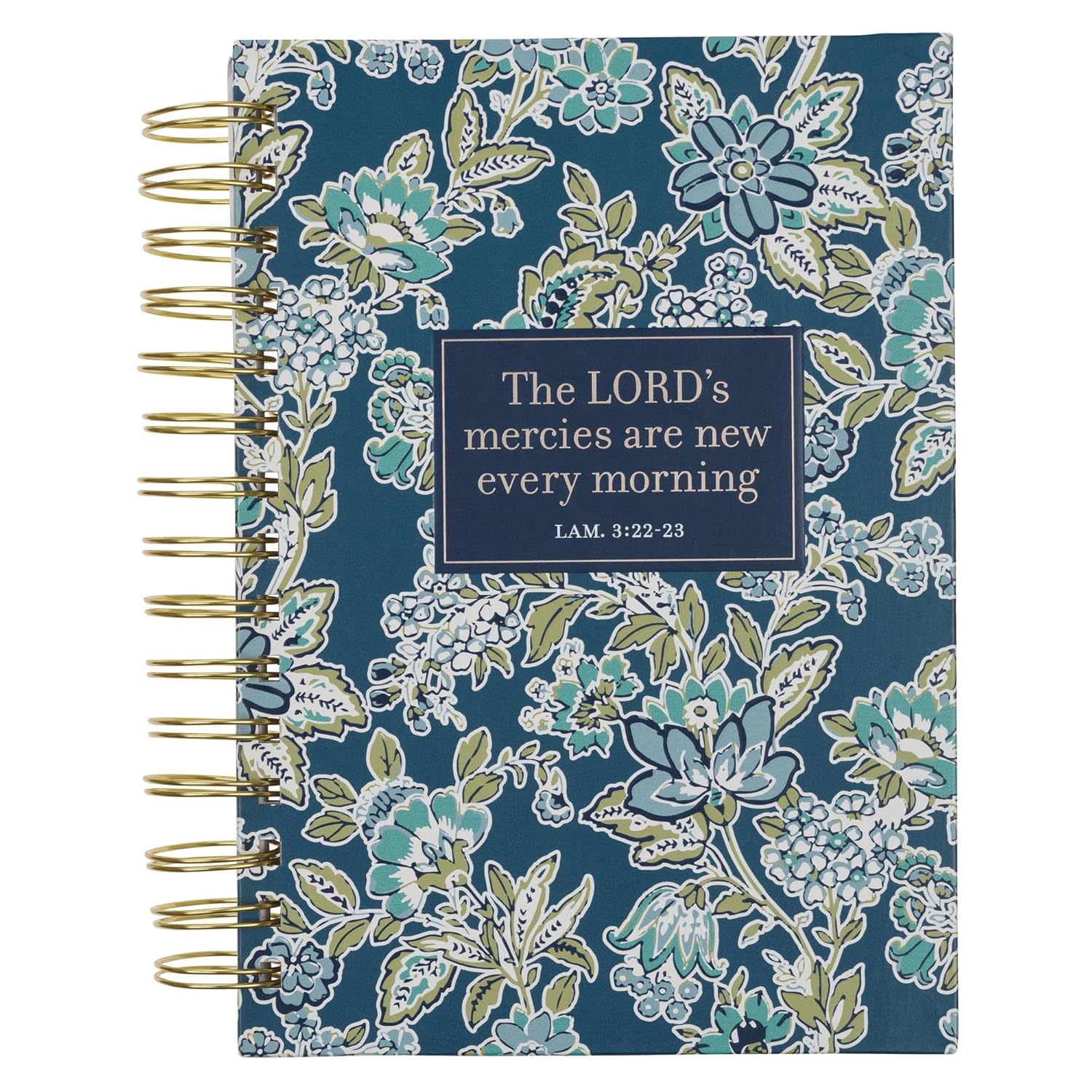 Large Wirebound Journal, Morning Mercies, Blue and Green Floral (hardcover)
