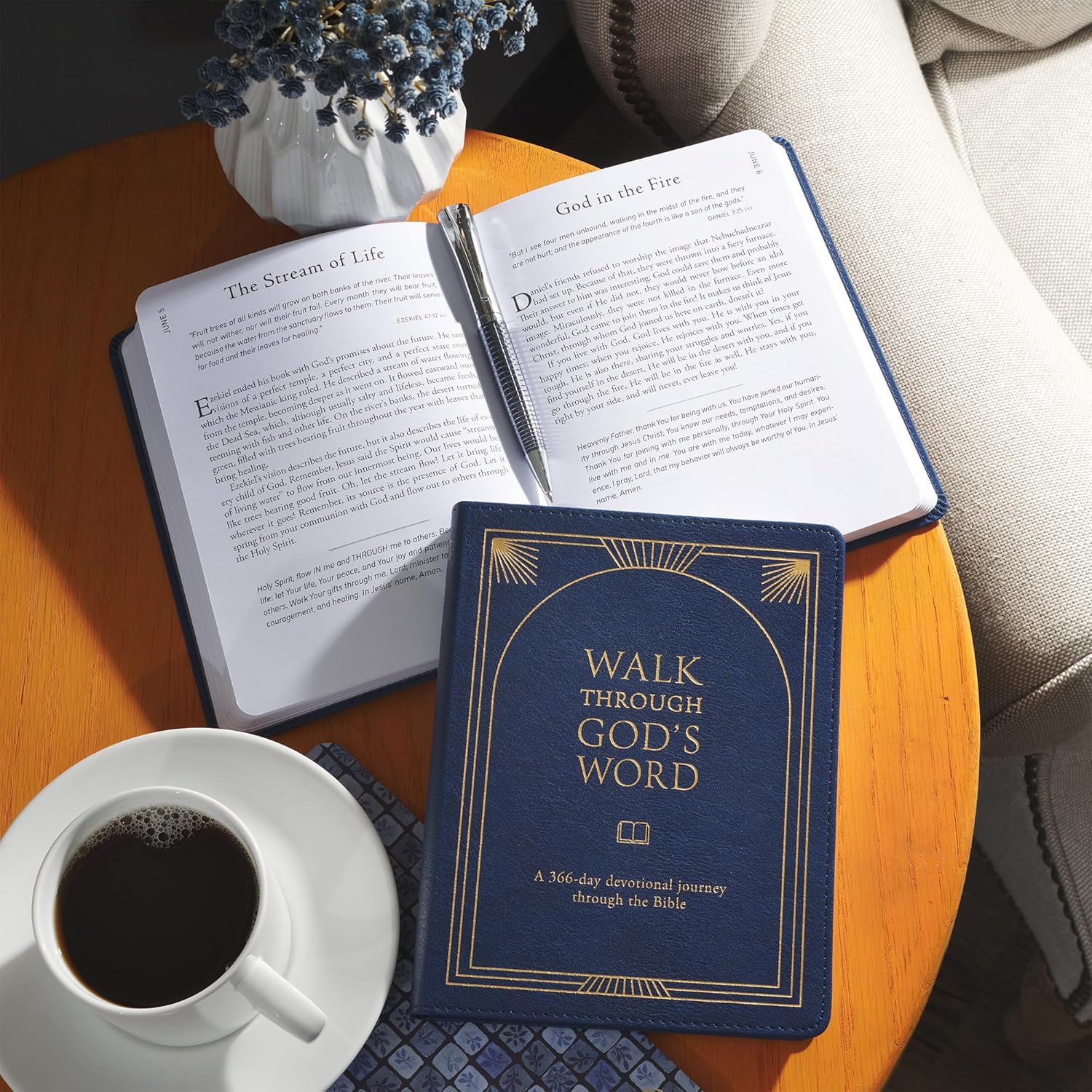 Walk Through God’s Word, Navy Faux Leather Devotional
