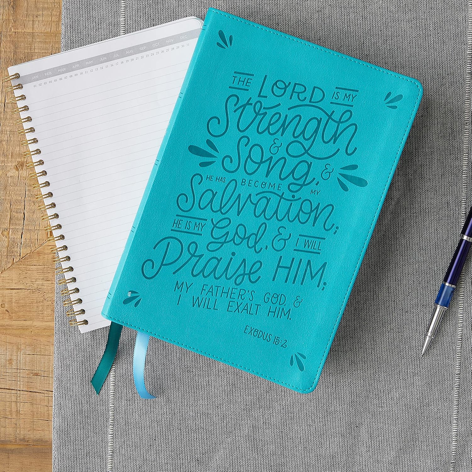 NKJV Thinline Verse Art Cover Collection, Teal Leathersoft