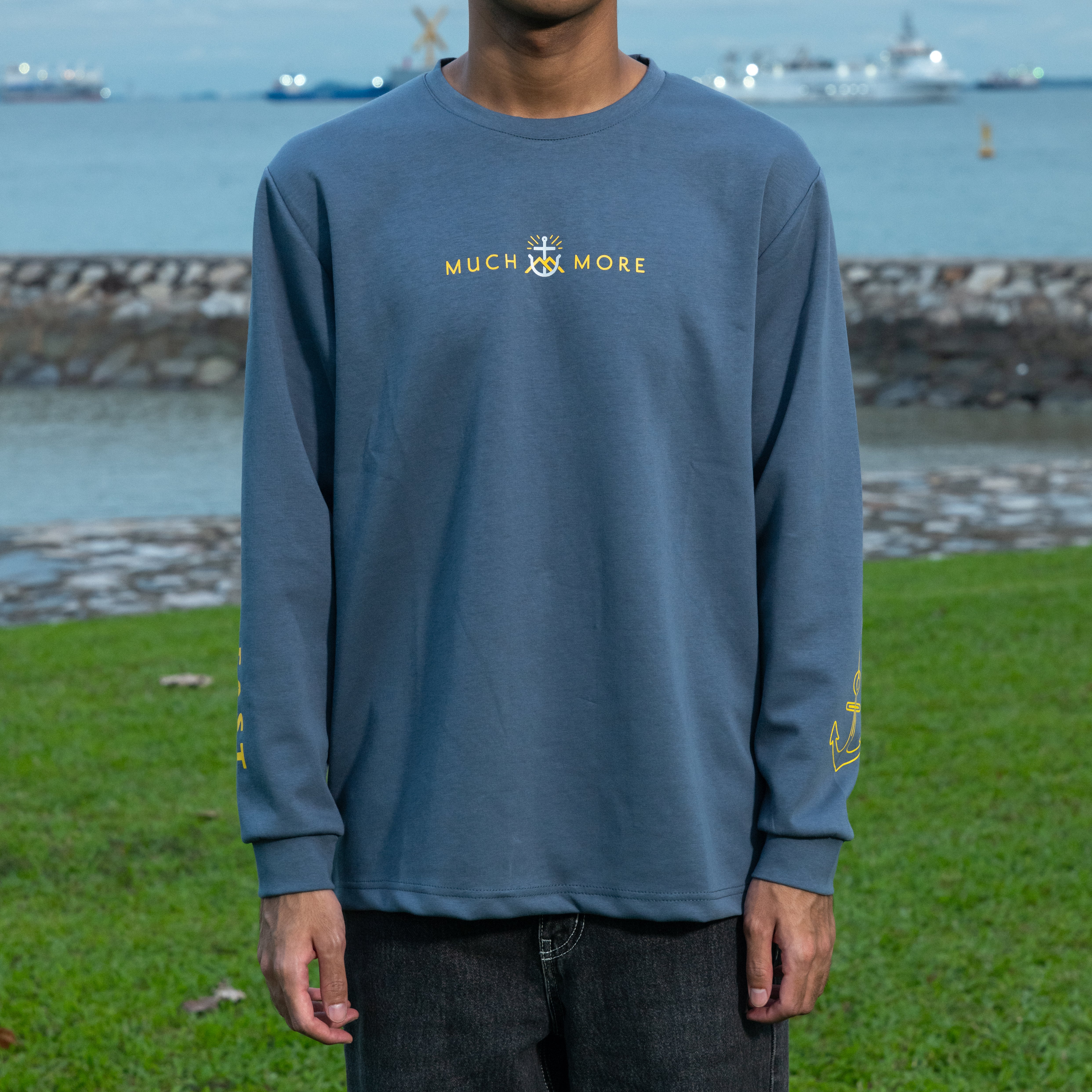 Much More Long-Sleeve Pullover, Slate Blue