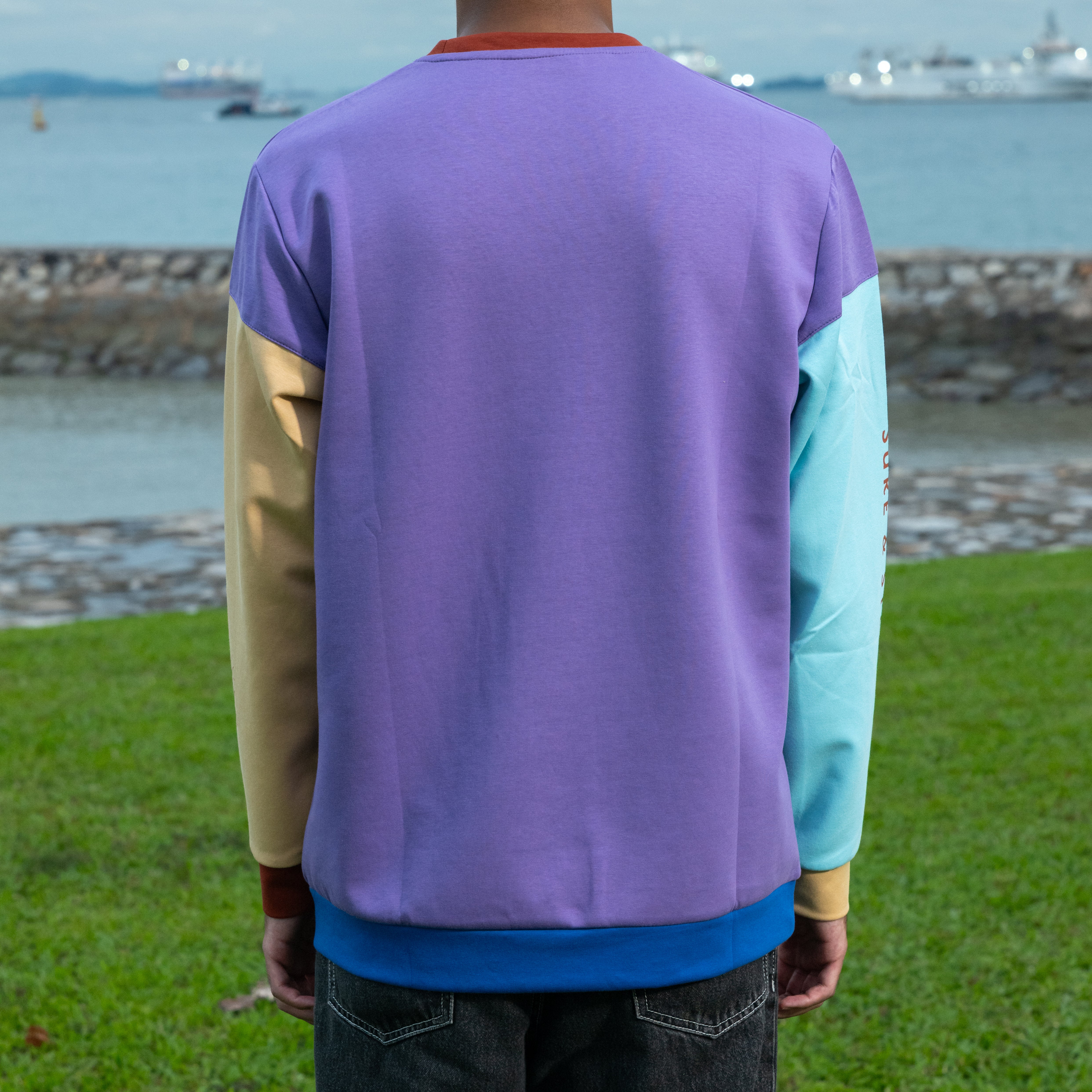 Much More Long-Sleeve Pullover, Purple, Sky Blue, Mustard & Terracotta (KJV)