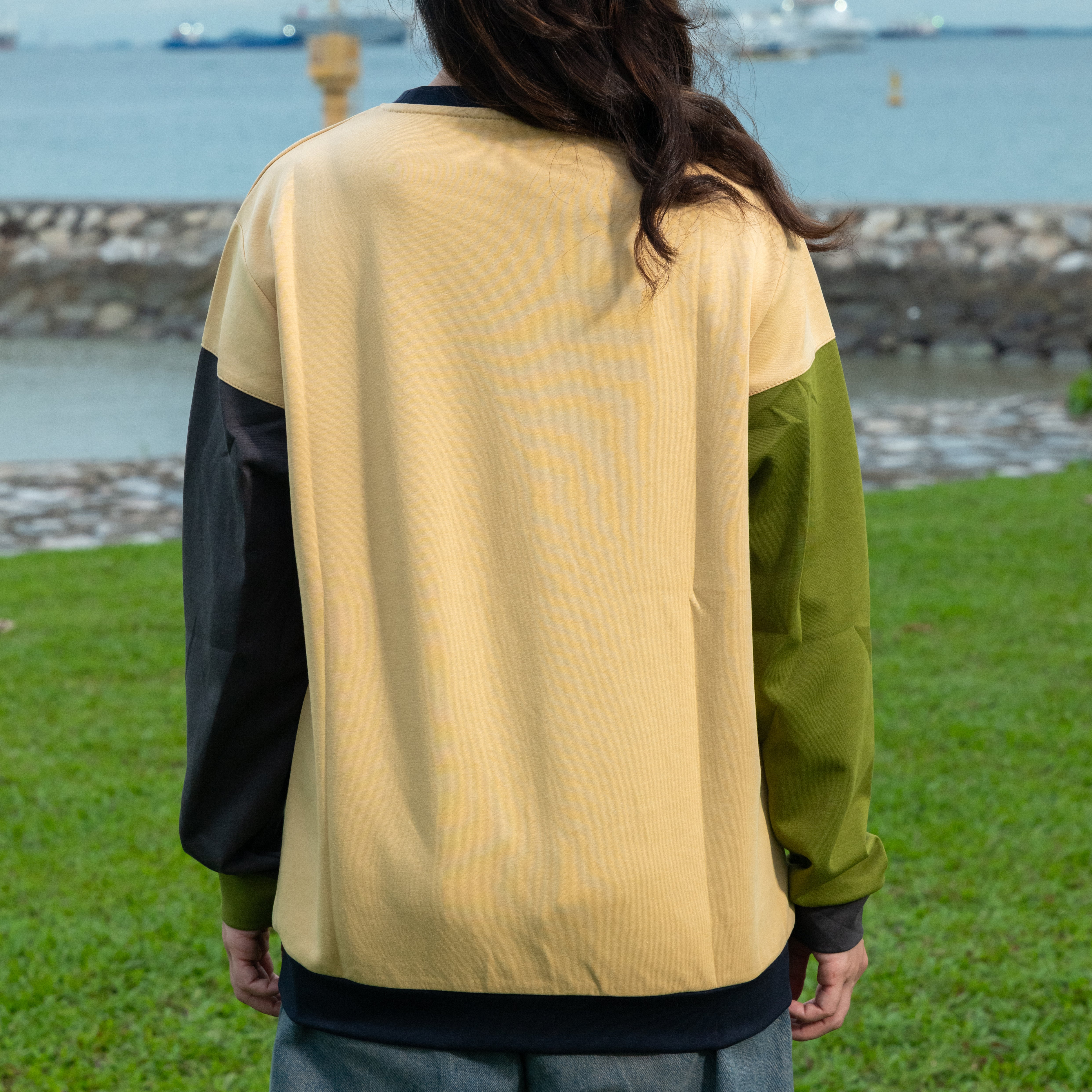 Much More Long-Sleeve Pullover, Mustard, Olive & Grey (KJV)