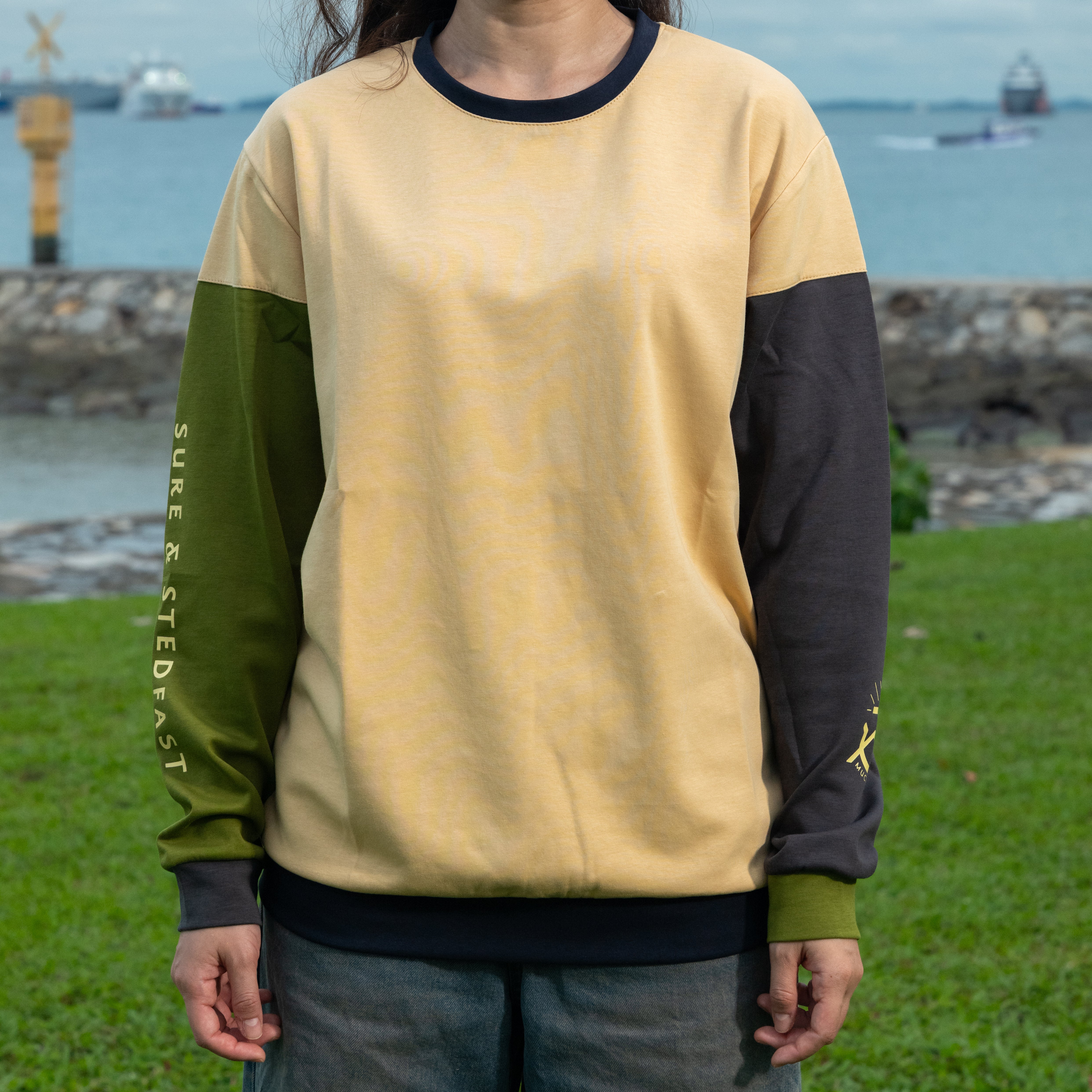 Much More Long-Sleeve Pullover, Mustard, Olive & Grey (KJV)