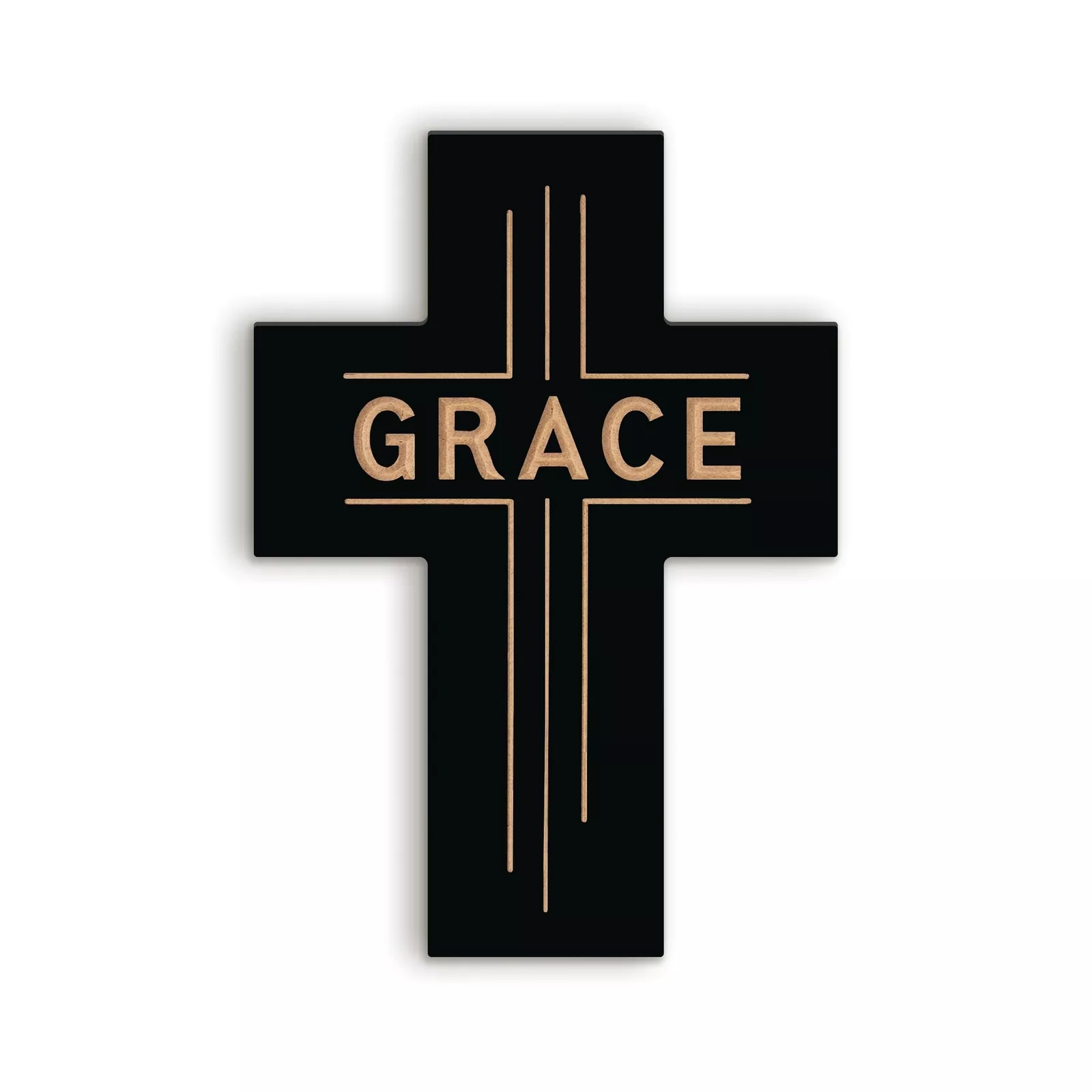 Carved Wood Cross, Grace 8"