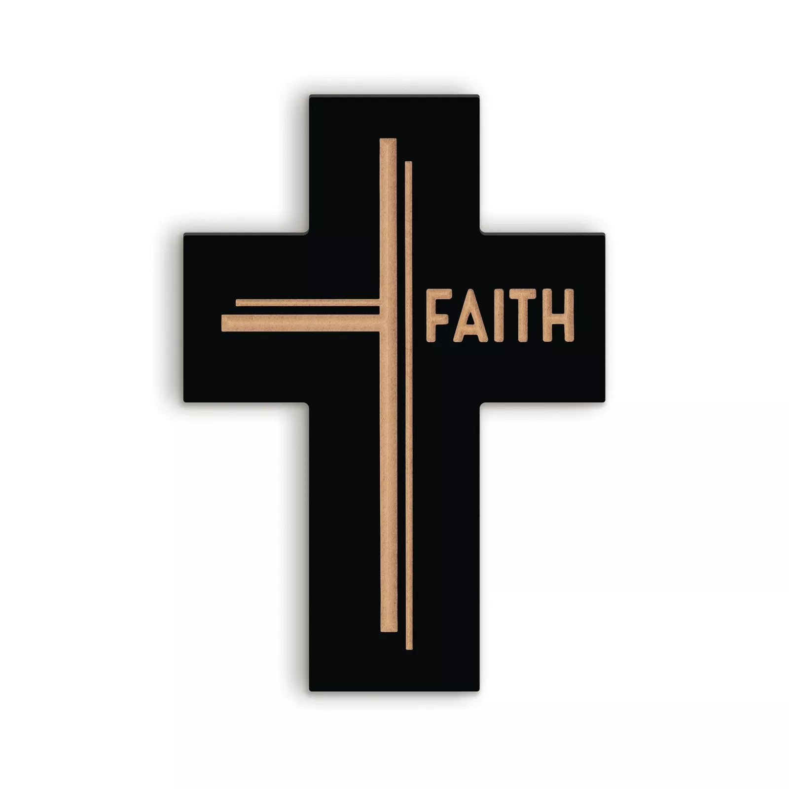 Carved Wood Cross, Faith 8"