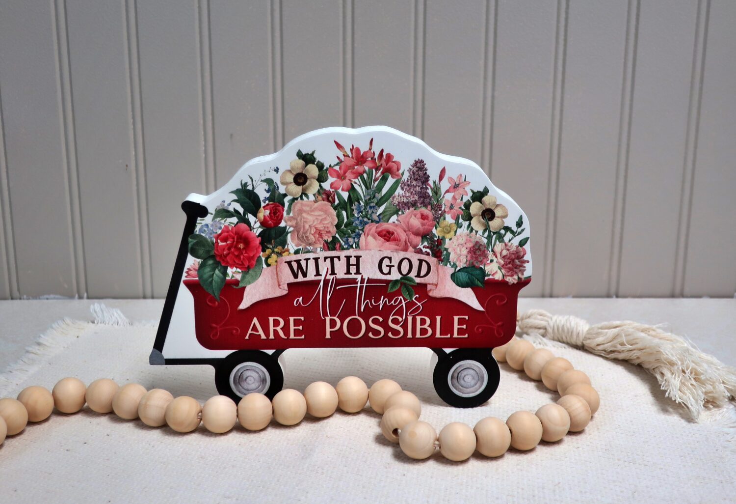 With God All Things Are Possible, Wagon Shaped Plaque