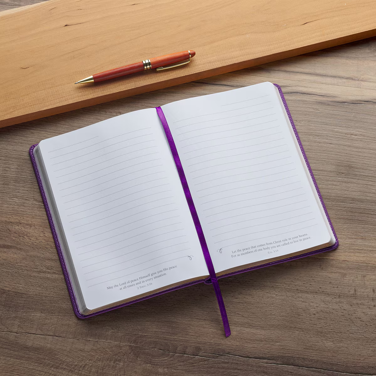 Classic Faux Leather Journal, Strength and Dignity, Purple Rose