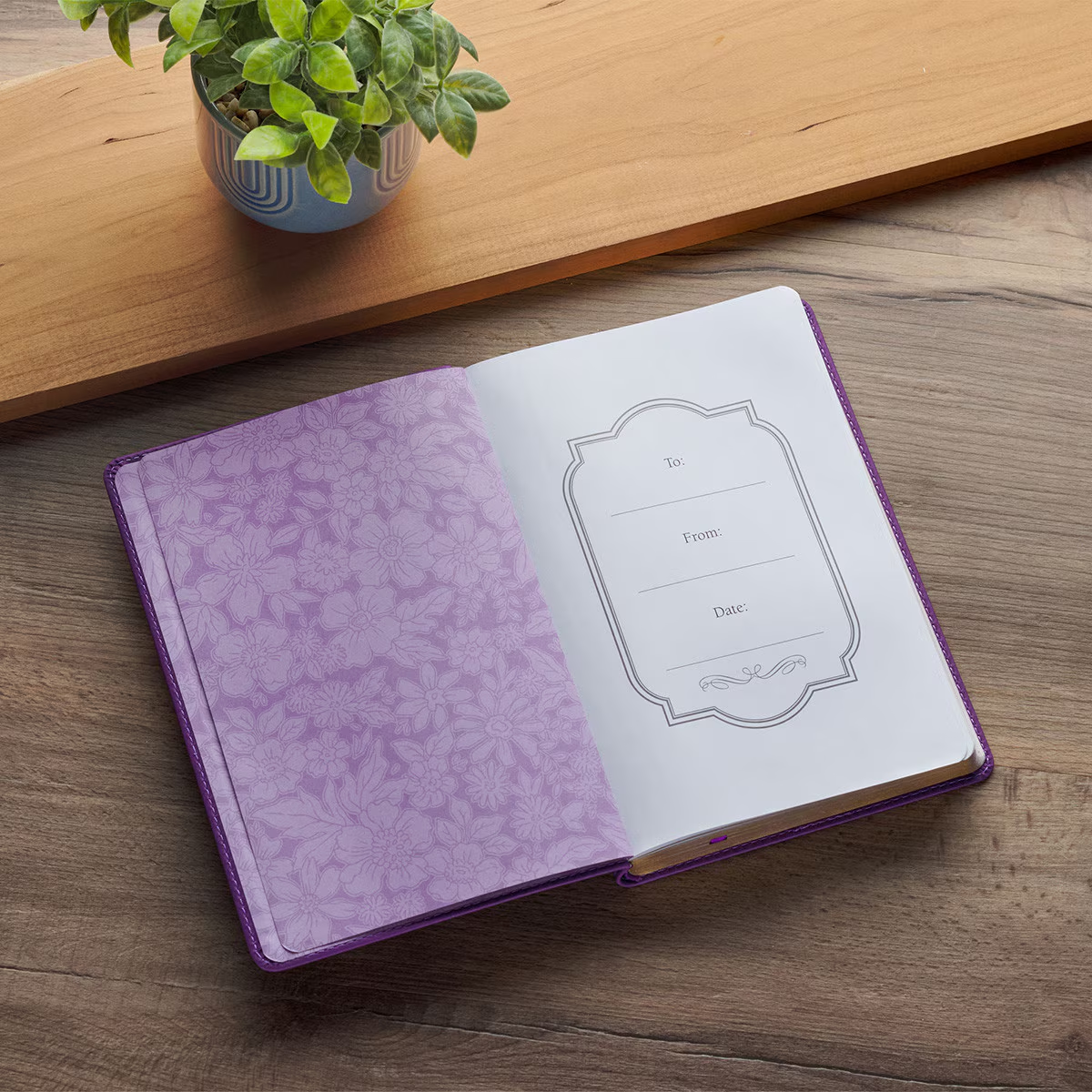 Classic Faux Leather Journal, Strength and Dignity, Purple Rose