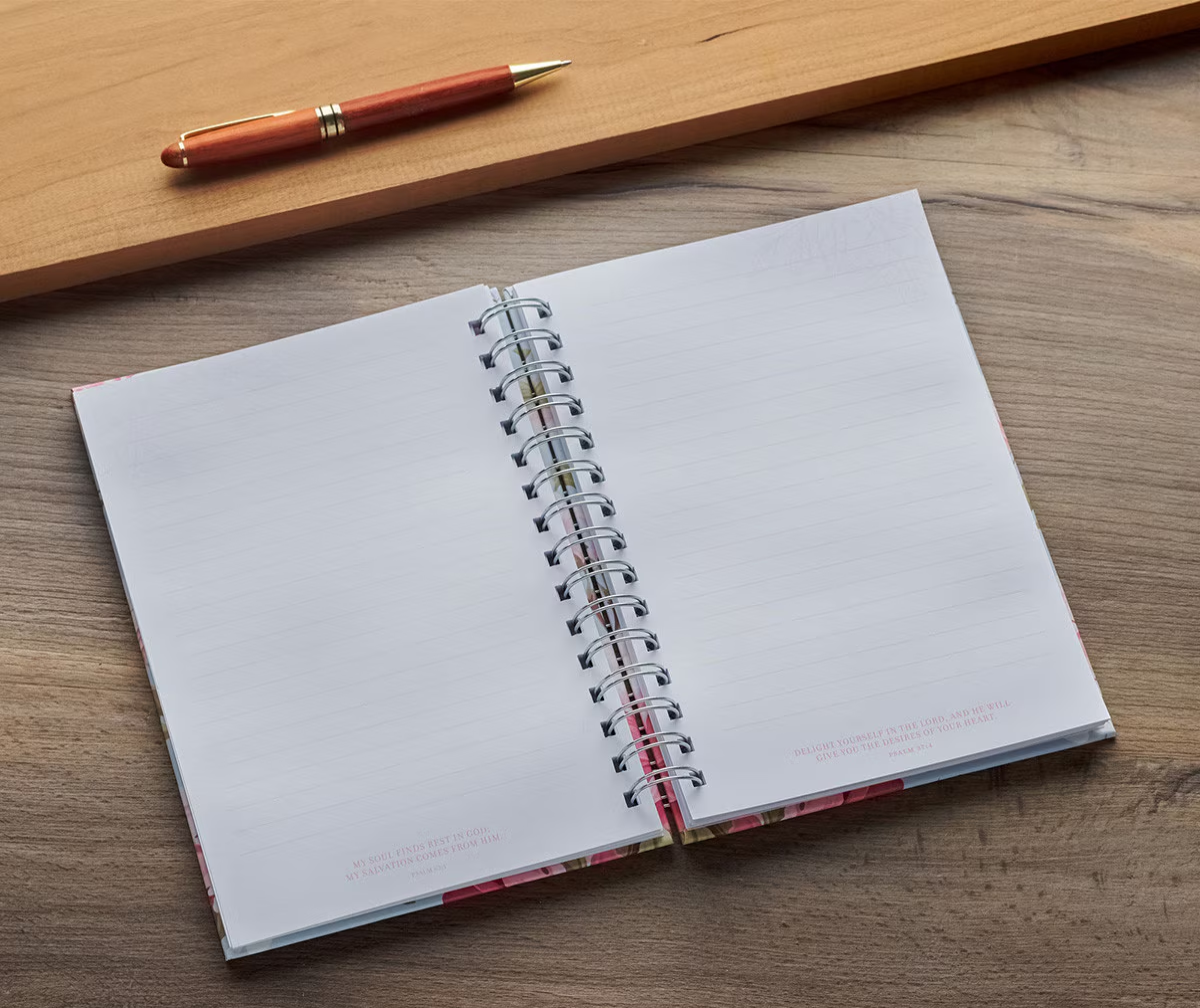 Large Wirebound Journal, Noble Things, Pink Peony (hardcover)