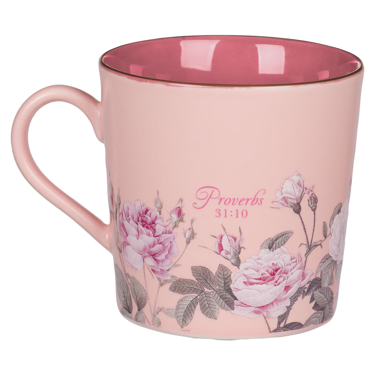 Ceramic Coffee Mug More Precious than Rubies, Pink Floral