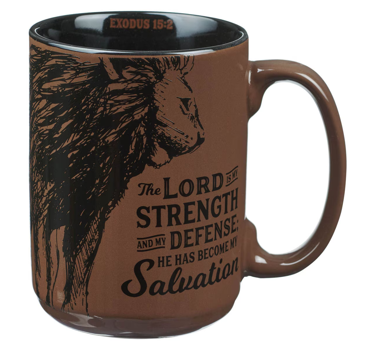 Ceramic Coffee Mug, The Lord is My Strength, Walnut-Brown