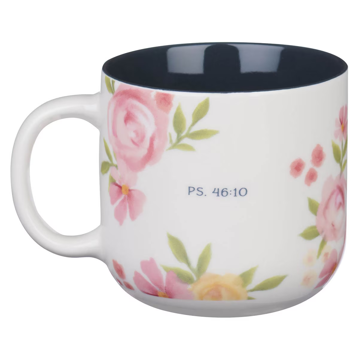 Ceramic Mug, Be Still and Know, Painted Peonies