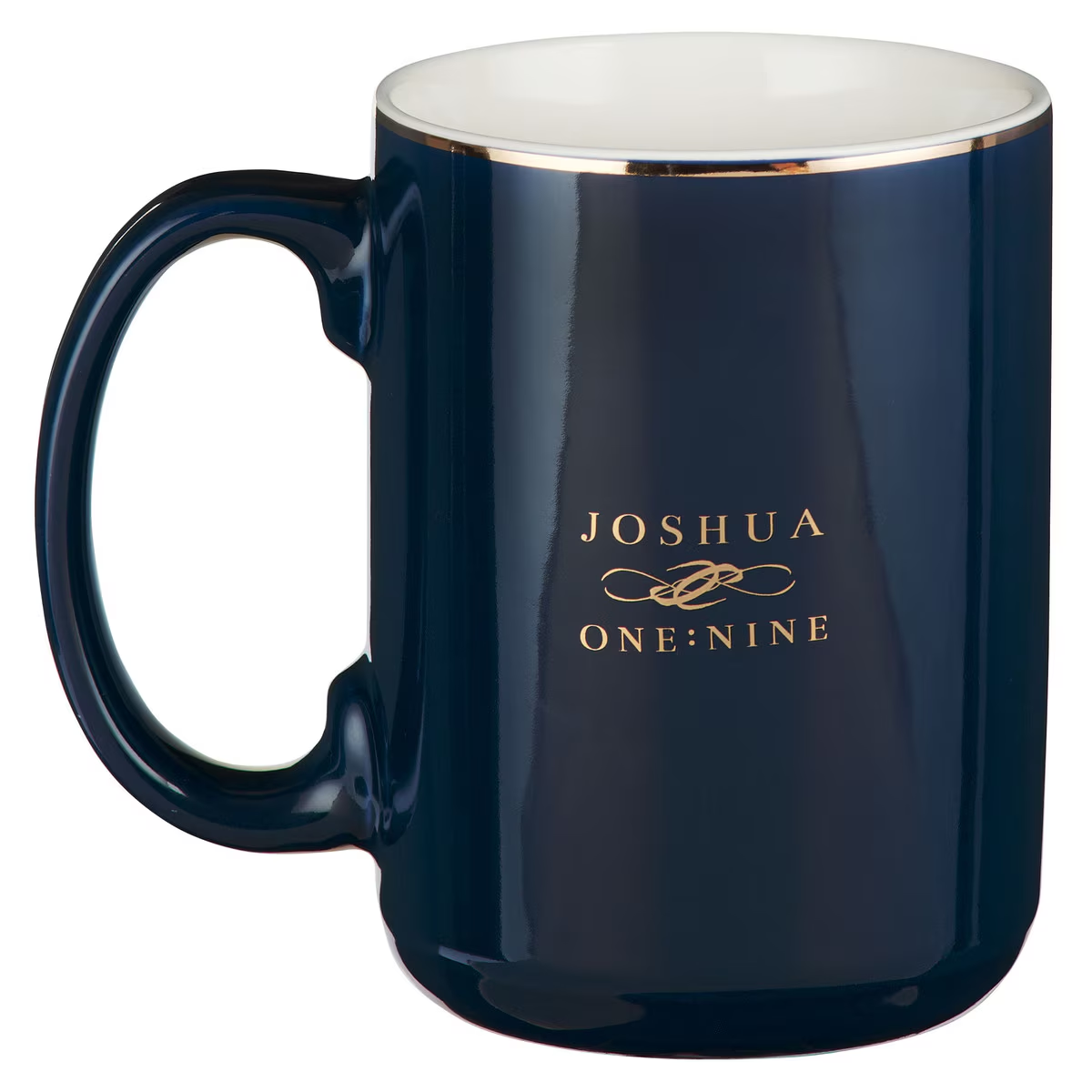 Navy Ceramic Coffee Mug, Be Strong and Courageous, Joshua 1:9