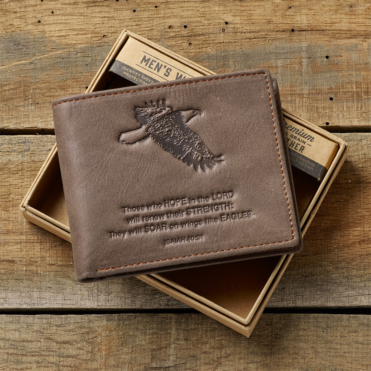 Genuine Leather Wallet, Wings Like Eagle, Dark Brown