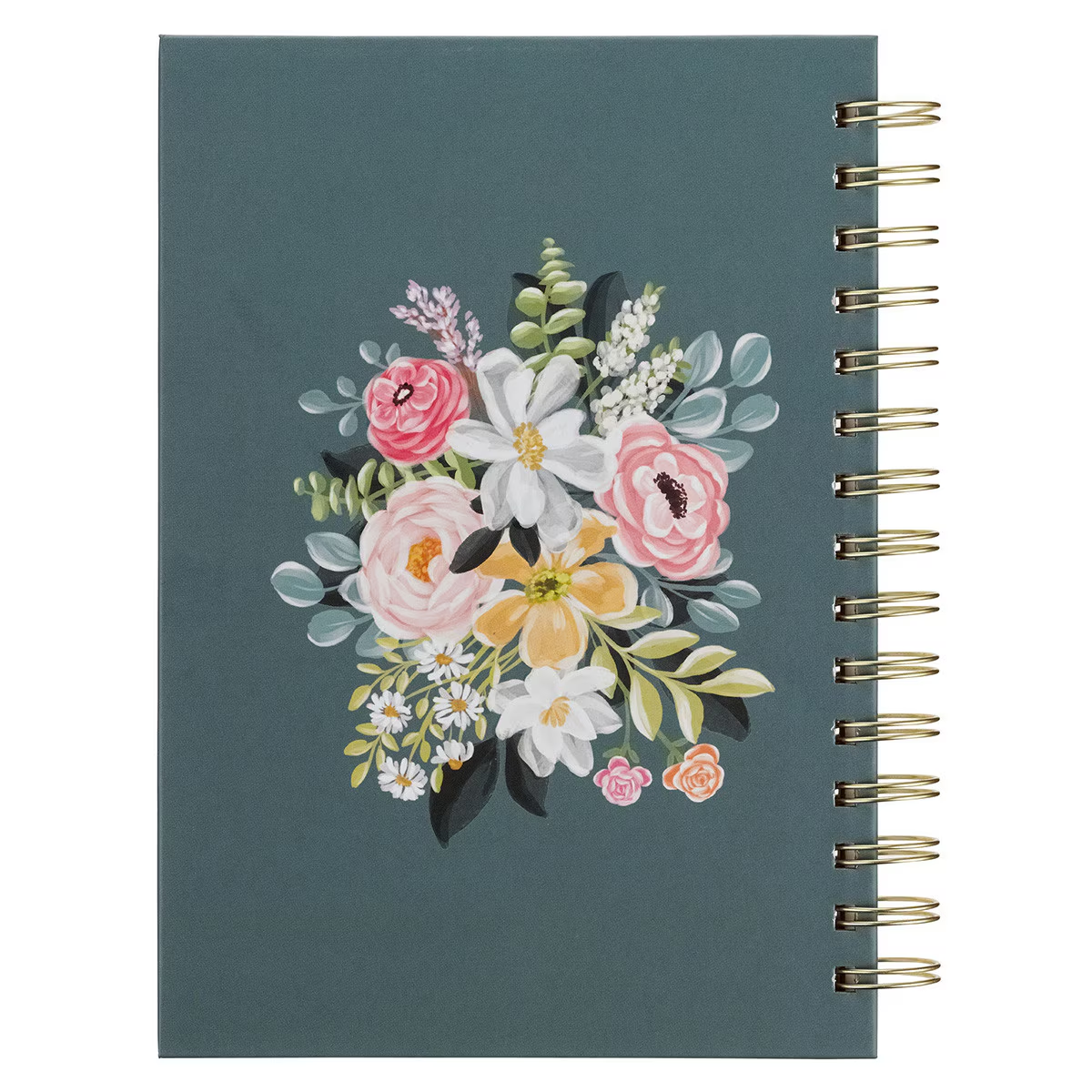 Large Wirebound Journal, Love the Lord, Teal Floral (hardcover)