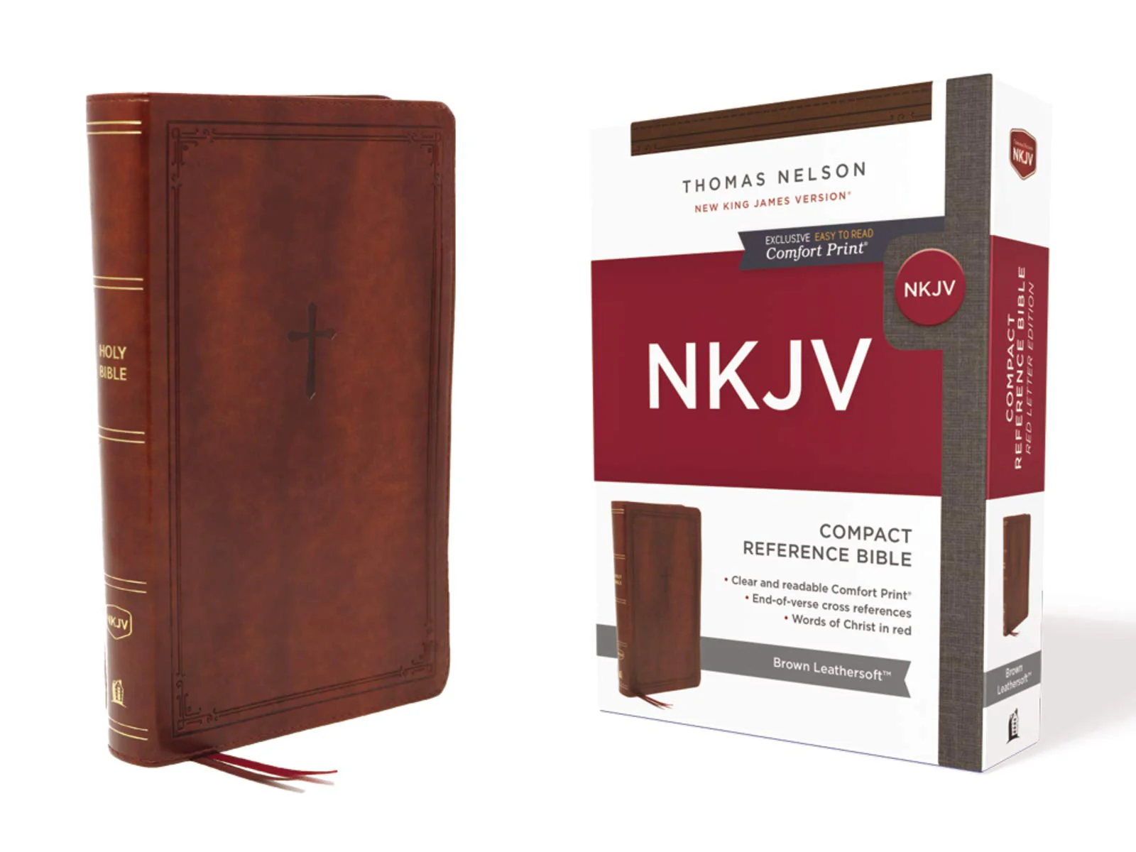 NKJV Compact End-of-Verse Reference, Leathersoft, Brown