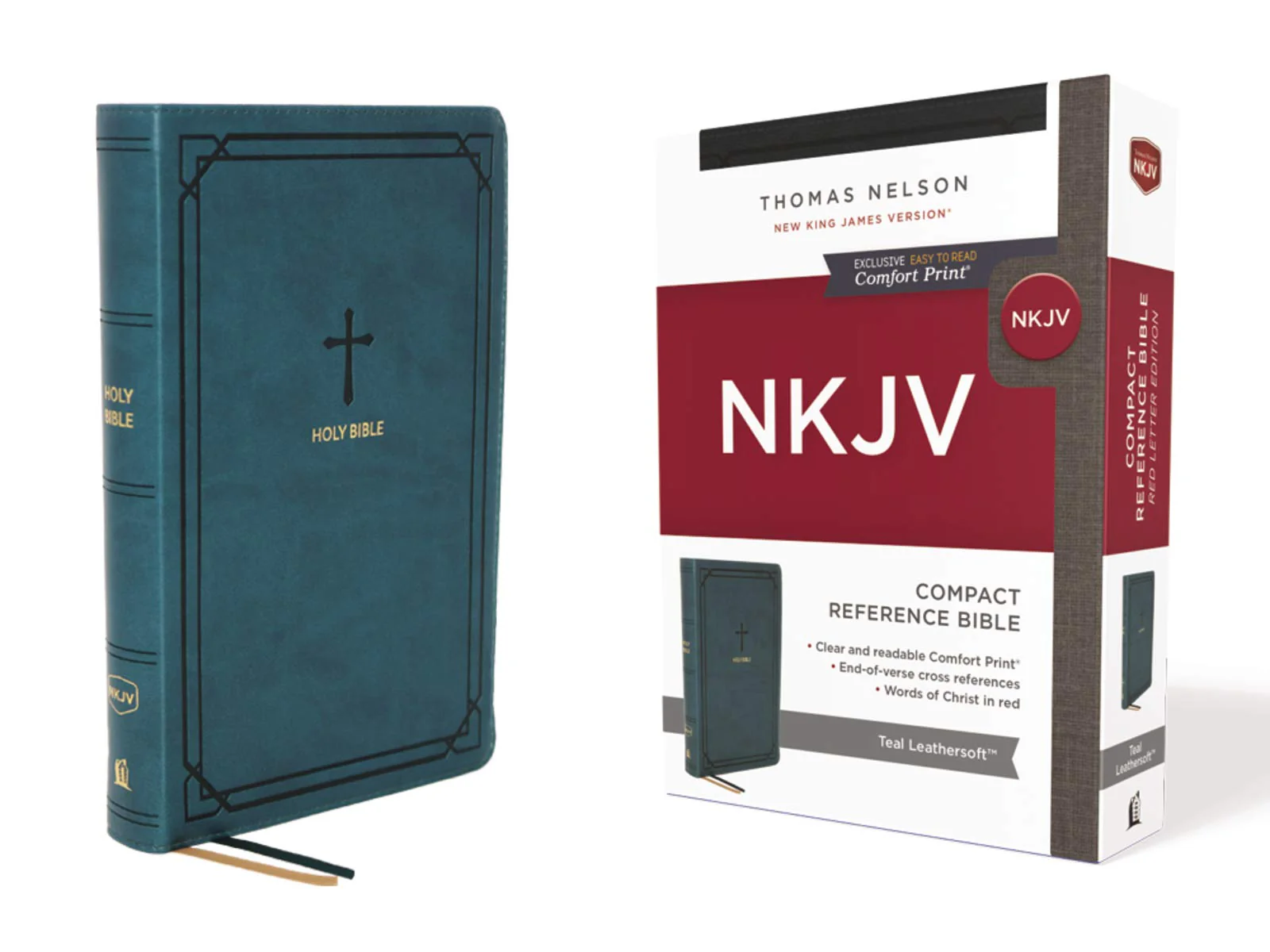 NKJV Compact End-of-Verse Reference, Leathersoft, Teal