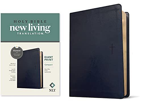 NLT Compact Giant Print, LeatherLike, Navy Blue Cross (Filament-Enabled Edition)