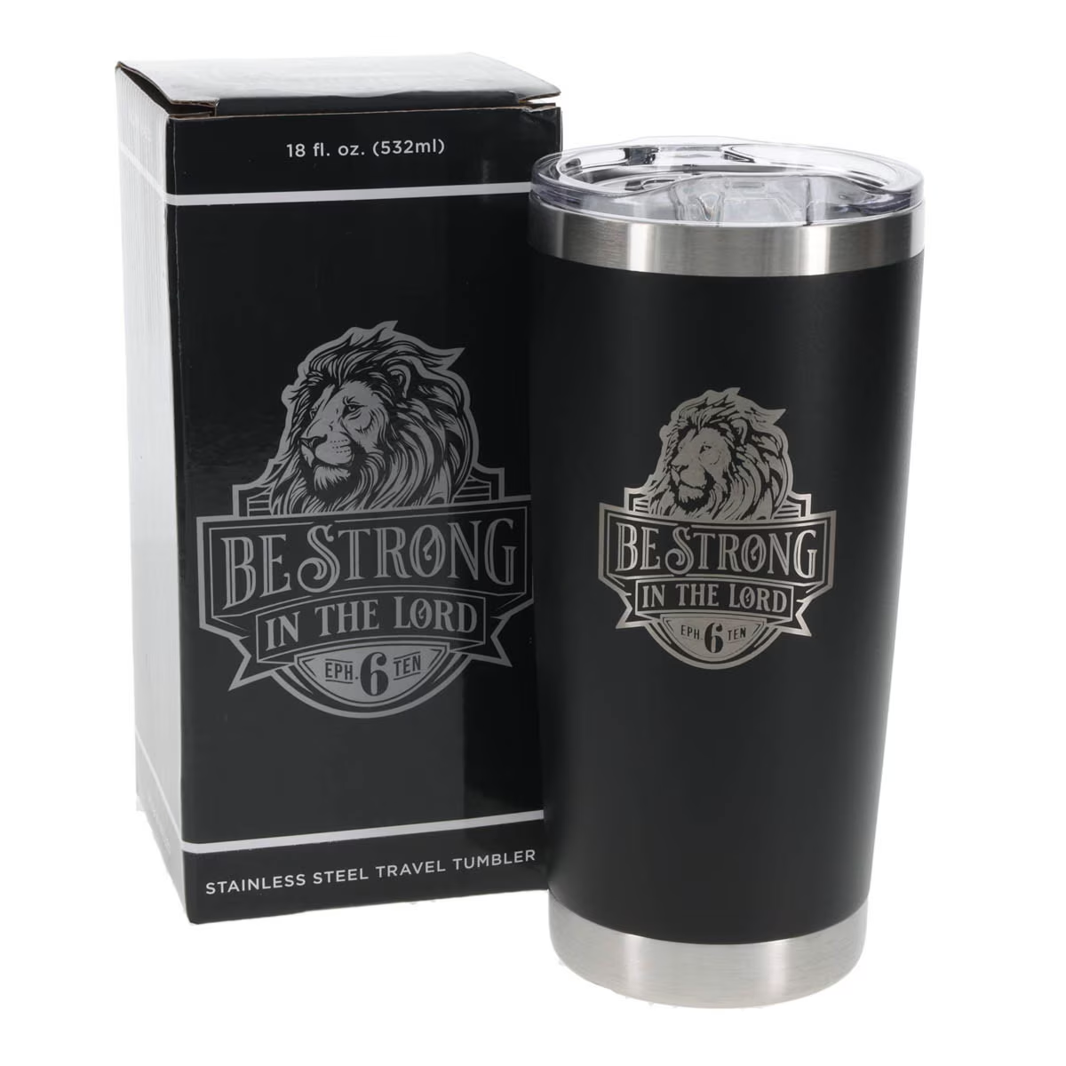 Stainless Steel Mug, Be Strong in the Lord, Black