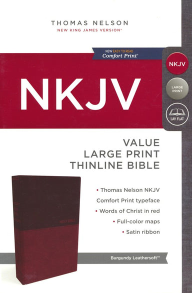 ROCKONLINE | New Creation Church | NCC | Joseph Prince | ROCK Bookshop | ROCK Bookstore | Star Vista | Holy Bible | New King James | NKJV | NKJV Value Thinline Bible, Large Print Leathersoft Burgundy | Christian Living | Free delivery for Singapore Orders above $50.