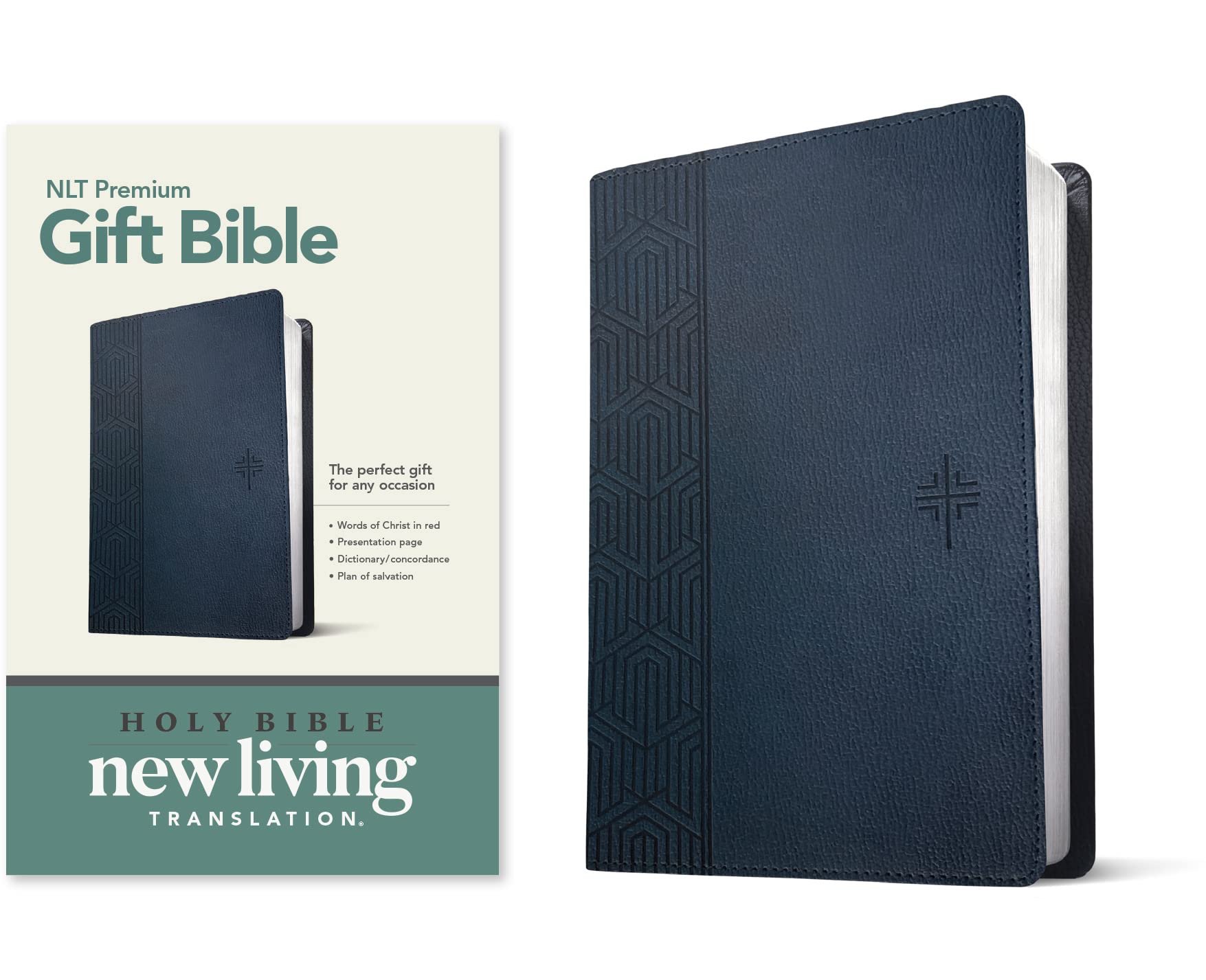 NLT Premium Gift Bible, Leather-look Blue