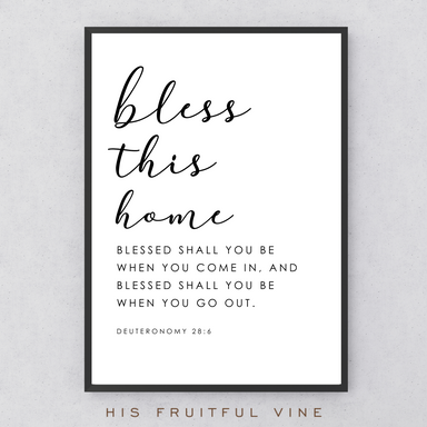 ROCKONLINE | Bless This Home A3 Print in Black Frame by His Fruitful Vine | Home Decor | Wall Frame | New Creation Church | NCC | Joseph Prince | ROCK Bookshop | ROCK Bookstore | Star Vista | Lifestyle | Reminders | Gift Ideas | Scriptures | Free delivery for Singapore Orders above $50.