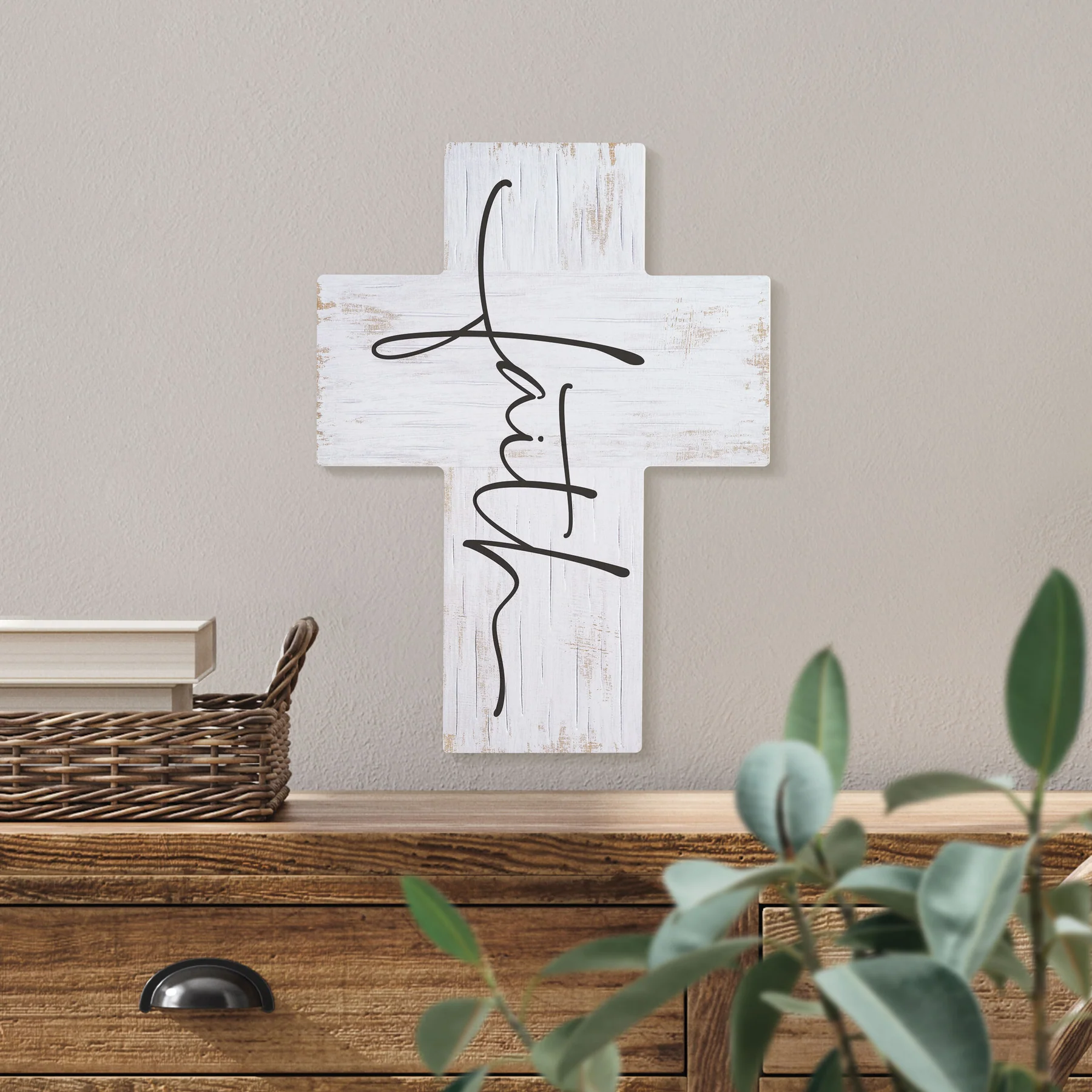 Wood Wall Tabletop Cross 12" Faith